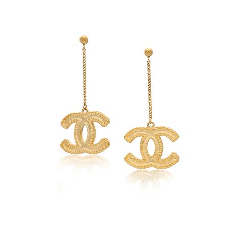 chanel gold cc drop earrings